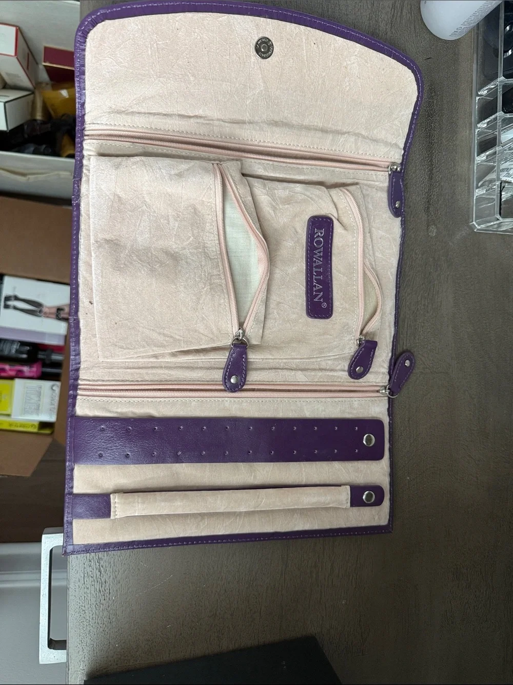 Purple Leather jewelry Clutch